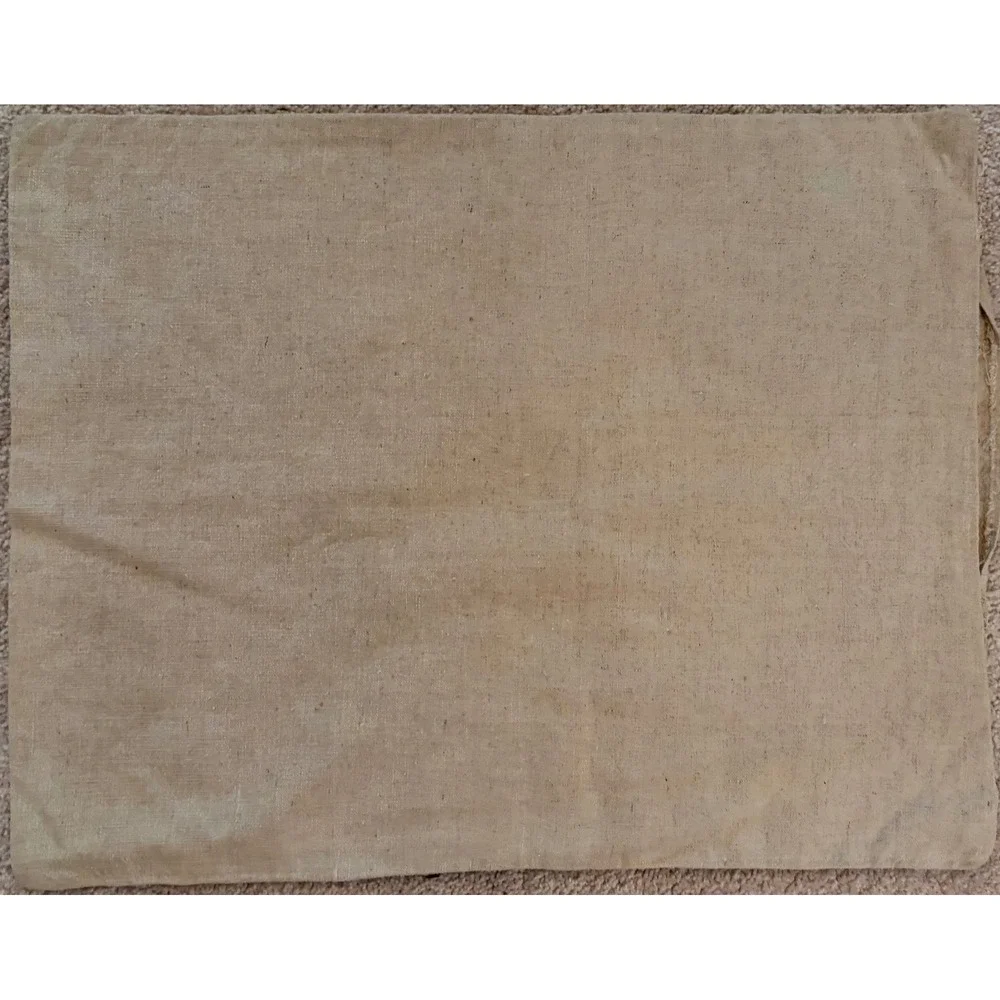 Vintage Hand Embroidered Linen Shepherd & Sheep Pastoral‎ Folk Art Pillow Case